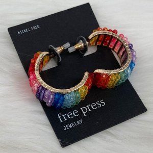 FREE PRESS - OS - NWT Rainbow Bead Huggie Earrings
